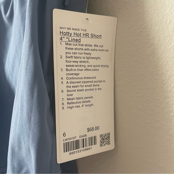 NWT Lululemon Hotty Hot High-Rise Lined Short 4" Oasis Blue Size 6 - Picture 6 of 7